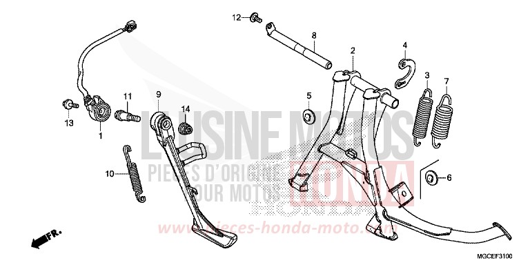 BEQUILLE de CB1100 ABS GRAPHITE BLACK (NHB01) 2014
